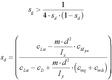 Dynamic stability condition formula